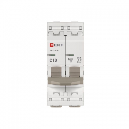 Выключатель автоматический 2п C 10А 4.5кА ВА 47-63N PROxima EKF M634210C M634210C