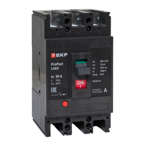 Выключатель автоматический 3п 50А 15кА LS63 ProPact EKF mccb-63-15-3-50-ls mccb-63-15-3-50-ls