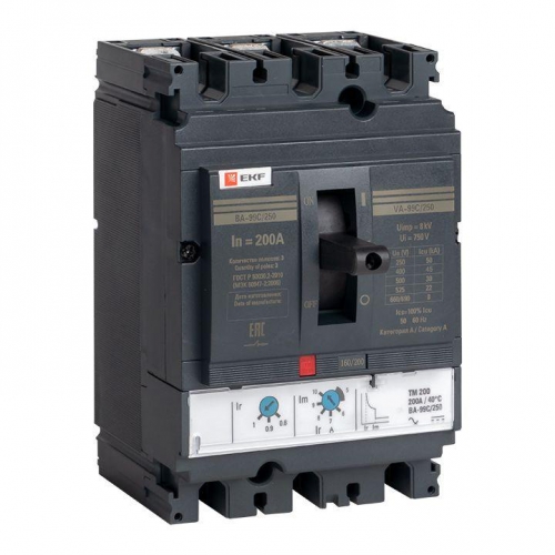 Выключатель автоматический 3п 250/200А 45кА ВА-99C Compact NS PROxima EKF mccb99C-250-200 mccb99C-250-200