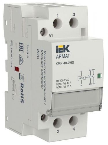 Контактор модульный KMR 40А 230В AC 2НО ARMAT IEK AR-KMR10-040-20-230 AR-KMR10-040-20-230