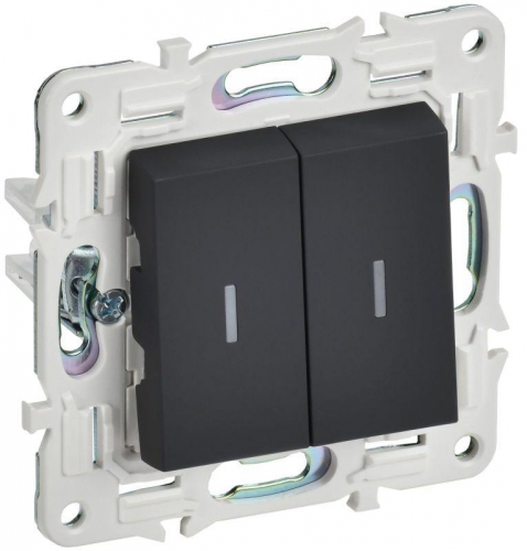 Выключатель 2-кл. SKANDY 10А SK-V09G с индикацией графит IEK SK-V20-1-10-K53 SK-V20-1-10-K53