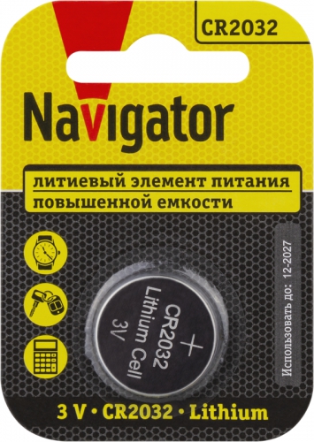 Элемент питания литиевый CR2032 93 823 NBT-CR2032-BP1 (блист.1шт) NAVIGATOR 93823 93823