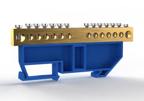 Шина нулевая на DIN-изоляторе 8х12мм 14 отвер. латунь TOKOV ELECTRIC TKE-BCB-812-14-DIN/N TKE-BCB-812-14-DIN/N