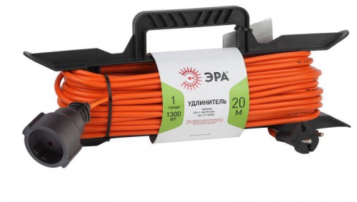Удлинитель-шнур на рамке 1х20м без заземл. 6А IP20 UFx-1-2х0.75-20m ПВС 2х0.75 Эра Б0046821 Б0046821
