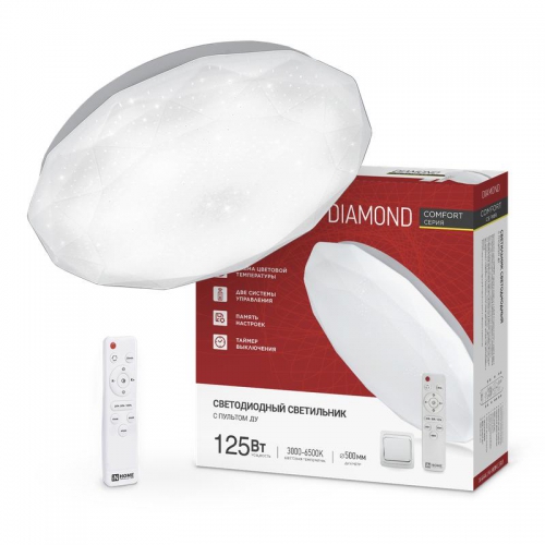 Светильник светодиодный COMFORT DIAMOND 125Вт 3000-6500К 10000лм 230В 500х105мм с пультом ДУ IN HOME 4690612059488 4690612059488
