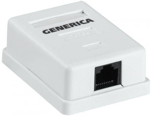 Розетка компьютерная 1-м ОП RJ45 кат.5E UTP GENERICA CS2-1C5EU-12-G CS2-1C5EU-12-G