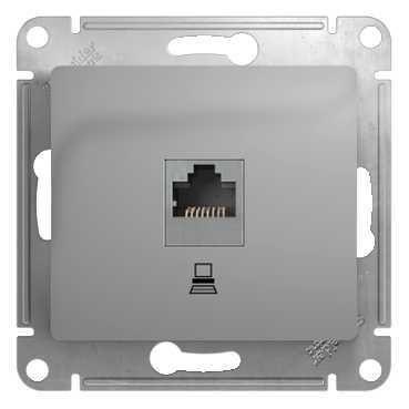 Розетка компьютерная 1-м СП Glossa RJ45 кат.5E механизм алюм. SE GSL000381K GSL000381K