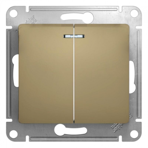 Выключатель 2-кл. СП Glossa 10А IP20 (сх. 5а) 10AX с подсветкой механизм титан SE GSL000453 GSL000453