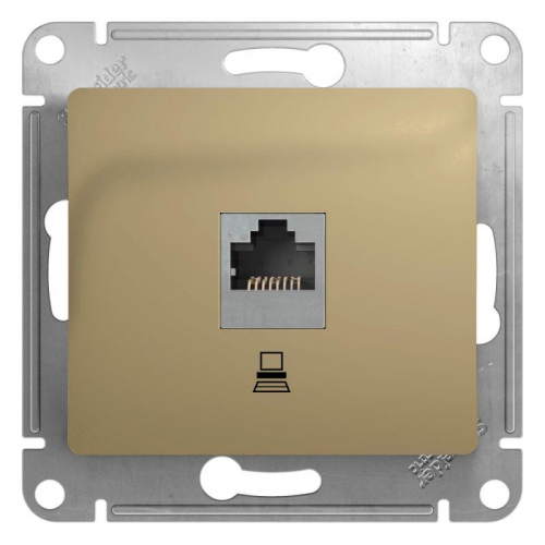 Розетка компьютерная 1-м СП Glossa RJ45 кат.5E механизм титан SE GSL000481K GSL000481K