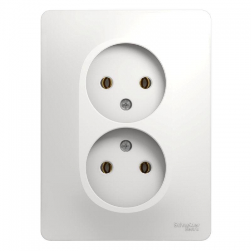 Розетка 2-м СП Glossa 16А IP20 без заземл. бел. SE GSL000120 GSL000120