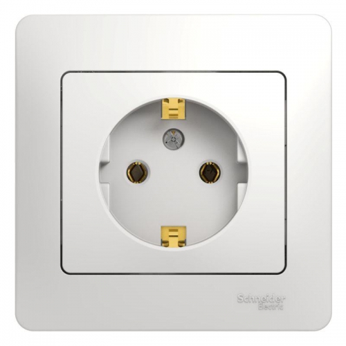 Розетка 1-м СП Glossa 16А IP20 с заземл. в сборе бел. SE GSL000142 GSL000142