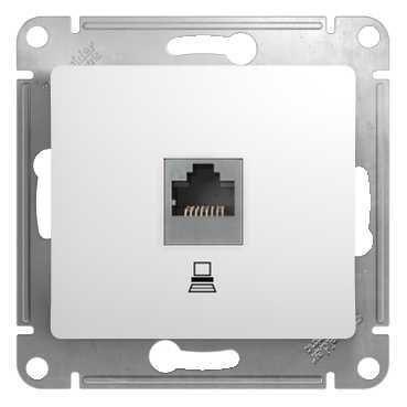 Розетка компьютерная 1-м СП Glossa RJ45 кат.5E механизм бел. SE GSL000181K GSL000181K