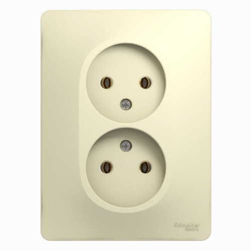 Розетка 2-м СП Glossa 16А IP20 без заземл. беж. SE GSL000220 GSL000220