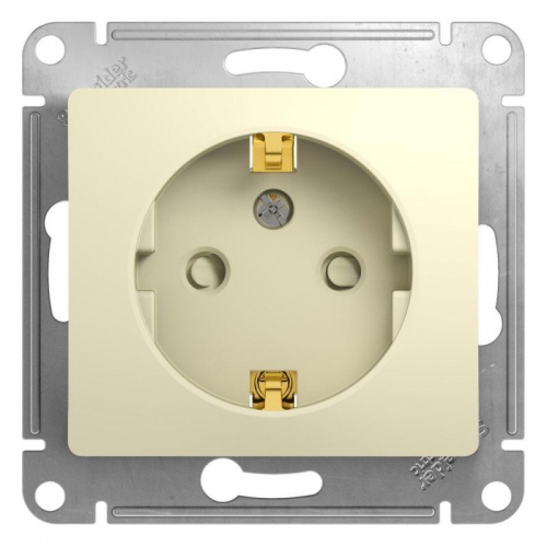 Розетка 1-м СП Glossa 16А IP20 с заземл. защ. шторки механизм беж. SE GSL000245 GSL000245