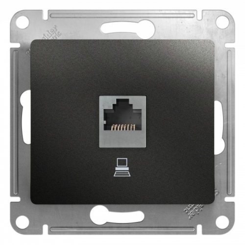 Розетка компьютерная 1-м Glossa RJ45 кат.5E механизм антрацит SE GSL000781K GSL000781K