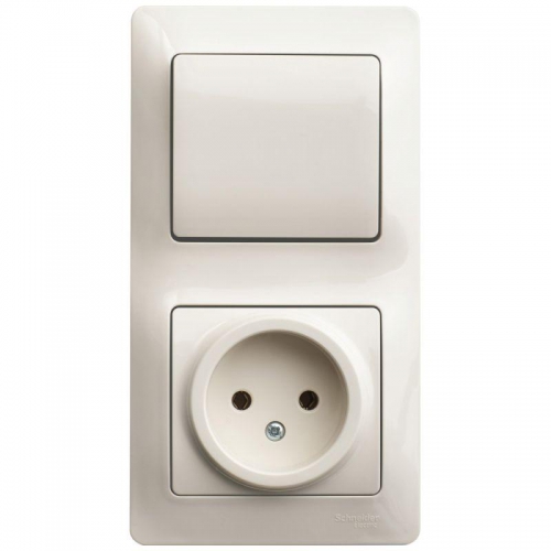 Блок комбинированный Glossa (розетка + 1-кл. выкл.) беж. SE GSL000260 GSL000260