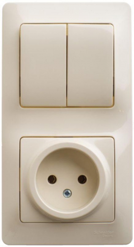 Блок комбинированный Glossa (розетка + 2-кл. выкл.) беж. SE GSL000272 GSL000272