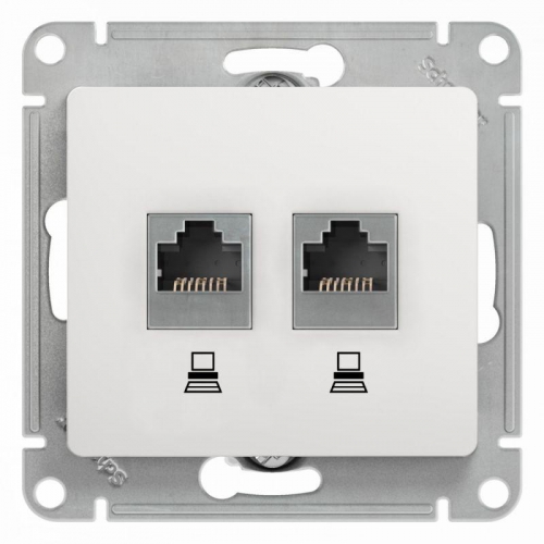 Розетка компьютерная 2-м Glossa RJ45 кат.5E механизм бел. SE GSL000185KK GSL000185KK