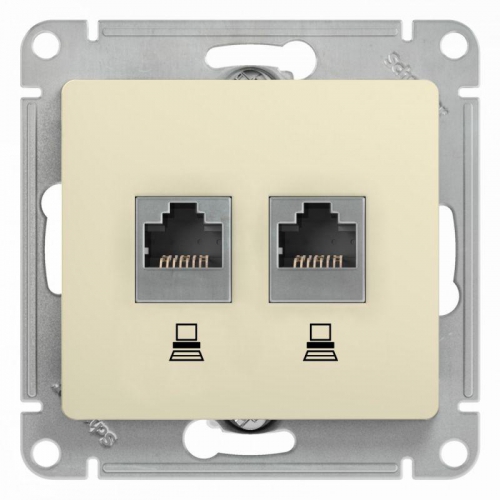 Розетка компьютерная 2-м Glossa RJ45 кат.5E механизм беж. SE GSL000285KK GSL000285KK