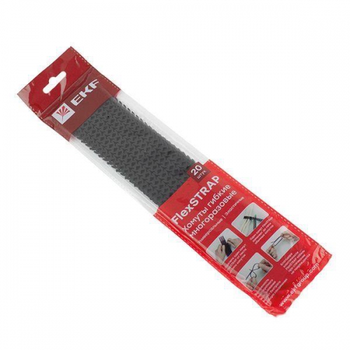 Хомут гибкий многоразовый черн. FlexSTRAP (уп.20шт) PROxima EKF plc-fs-br plc-fs-br