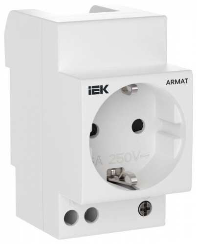 Розетка на DIN-рейку 45мм с заземл. защ. шторки 16А ARMAT IEK AR-SOD-G-GND-S-016 AR-SOD-G-GND-S-016
