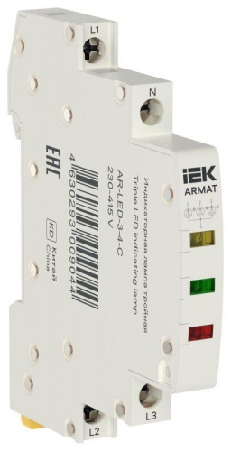 Лампа светодиодная ARMAT LED 230-415В AC 1 ж/з/кр инд. тройная IEK AR-LED-3-4-C AR-LED-3-4-C
