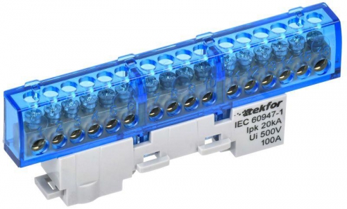 Шина нулевая N изол. на универс. держ. 6х9-16-С TEKFOR IEK TF-NN10-16-KL-K07 TF-NN10-16-KL-K07