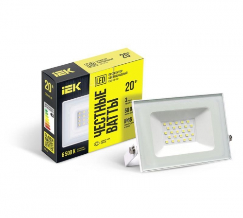 Прожектор светодиодный СДО 06-20 6500К IP65 бел. IEK LPDO601-20-65-K01 LPDO601-20-65-K01