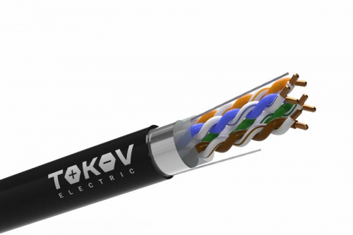 Кабель витая пара F/UTP 4х2х24AWG(0.51мм) кат.5E PE TOKOV PRO Fluke tested (м) TOKOV ELECTRIC TKP-C05-F42-5E-305-OD TKP-C05-F42-5E-305-OD