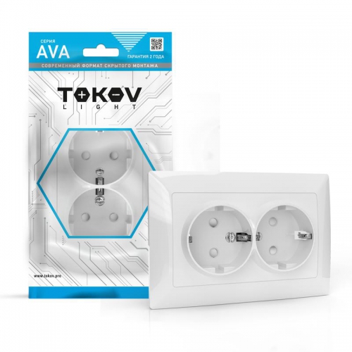 Розетка 2-м СП AVA 16А IP20 с заземл. защ. шторки в сборе бел. TOKOV LIGHT TKL-AV-R2FZSF-C01 TKL-AV-R2FZSF-C01