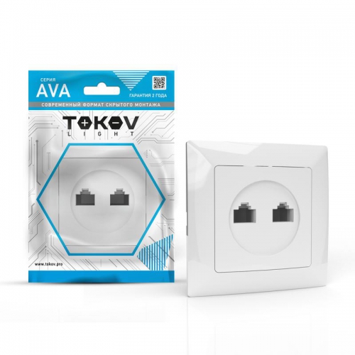 Розетка компьютерная 2-м СП AVA в сборе бел. TOKOV LIGHT TKL-AV-RC2-C01 TKL-AV-RC2-C01
