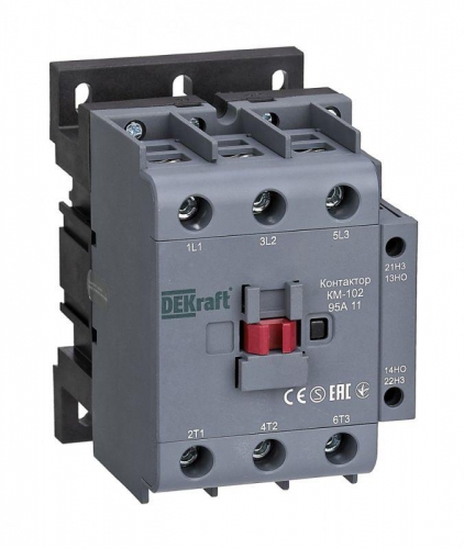Контактор КМ-102 3п 95А кат. 230В AC 1НО+1НЗ AC-3 AC-4 DEKraft 22010DEK 22010DEK