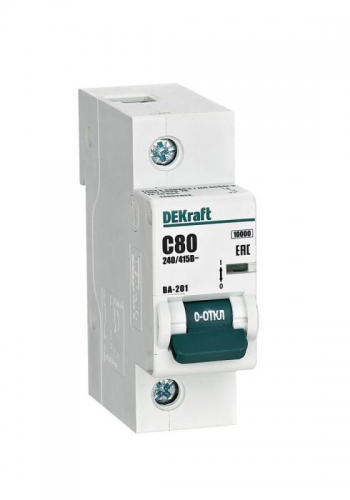Выключатель автоматический модульный 1п C 80А 10кА ВА-201 DEKraft 13002DEK 13002DEK