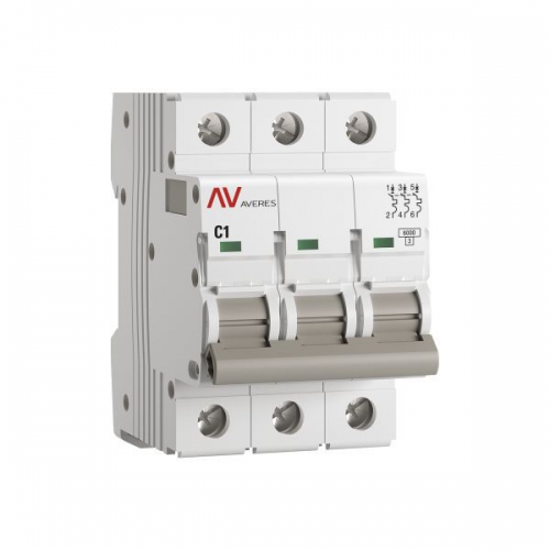Выключатель автоматический модульный 3п C 1А 6кА AV-6 AVERES EKF mcb6-3-01C-av mcb6-3-01C-av