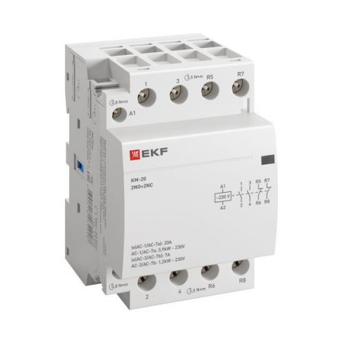 Контактор модульный КМ 20А 2NО+2NC (3 мод.) PROxima EKF km-3-20-22 km-3-20-22