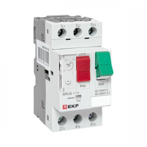 Выключатель автоматический для защиты двигателя АПД-32 1.0-1.6А EKF apd-me-1.6 apd-me-1.6