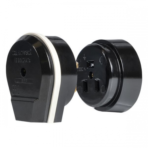 Разъем 1-м ОП РШ-ВШ 32А IP20 250В 2P+PE карболит. черн. PROxima EKF AS-250-O-03 AS-250-O-03