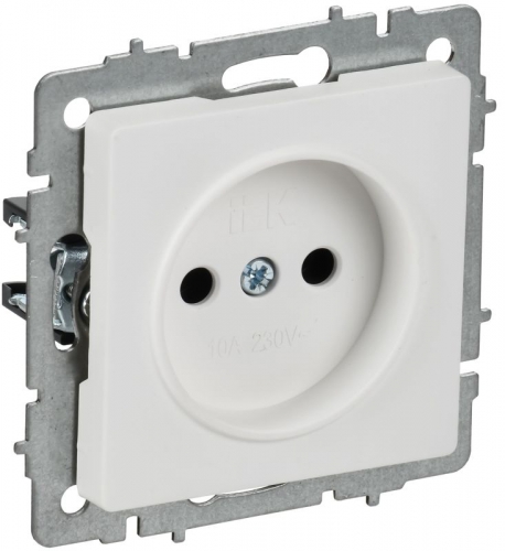 Розетка BRITE РС10-1-0-БрАБ 10А без заземл. без защ. шторок механизм арктич. бел. IEK BR-R10-10-K91 BR-R10-10-K91