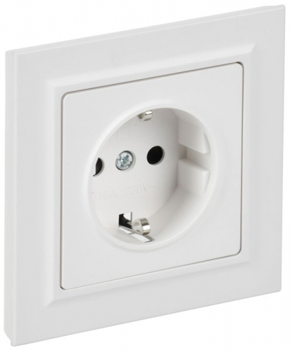 Розетка BRITE РСР14-1-0-БрАБ 16А в сборе с заземл. защ. шторки арктич. бел. IEK BR-R14-16-K91-F BR-R14-16-K91-F