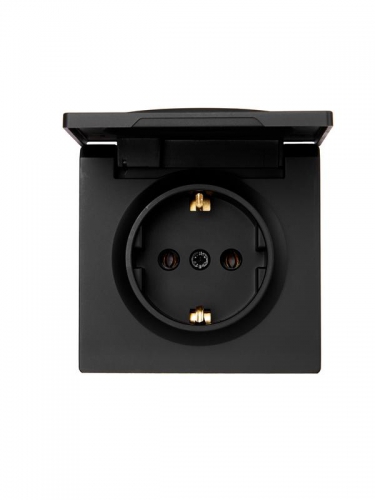 Розетка 1-м ОП LETO с заземл. с крышкой LETO ПБТ черн. бархат LEZARD 752-4200-123B 752-4200-123B