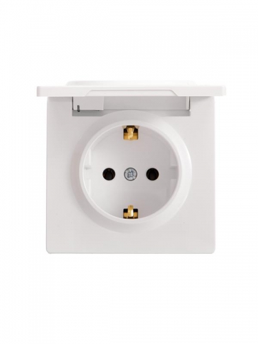 Розетка 1-м ОП LETO с заземл. с крышкой LETO ПБТ бел. LEZARD 752-0200-123B 752-0200-123B