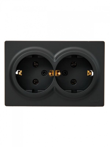 Розетка 2-м ОП LETO с заземл. закрытый корпус ПБТ черн. бархат LEZARD 752-4200-127B 752-4200-127B