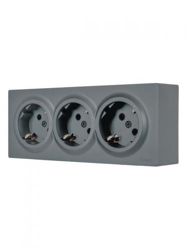 Розетка 3-м ОП LETO с заземл. закрытый корпус ПБТ графит LEZARD 752-3400-127BUP 752-3400-127BUP