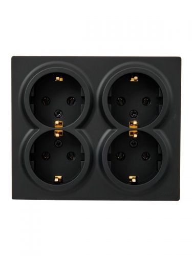 Розетка 4-м ОП LETO с заземл. закрытый корпус ПБТ черн. бархат LEZARD 752-4200-127BDP 752-4200-127BDP