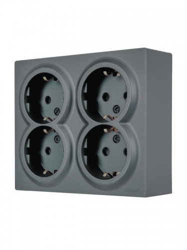 Розетка 4-м ОП LETO с заземл. закрытый корпус ПБТ графит LEZARD 752-3400-127BDP 752-3400-127BDP