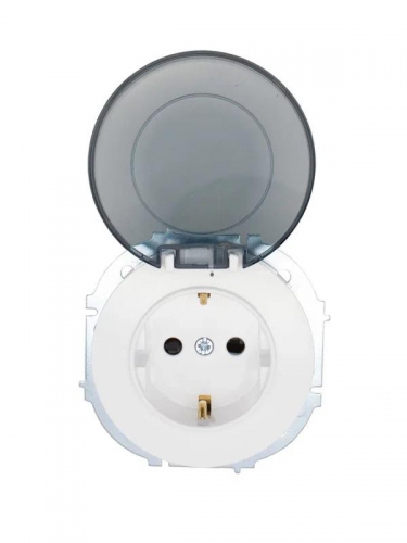 Розетка 1-м СП OSEN с заземл. с крышкой ПБТ бел. LEZARD 743-0288-123B 743-0288-123B