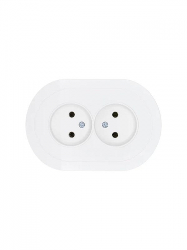 Розетка 2-м СП OSEN без заземл. ПБТ круглая бел. LEZARD 744-0200-128B 744-0200-128B