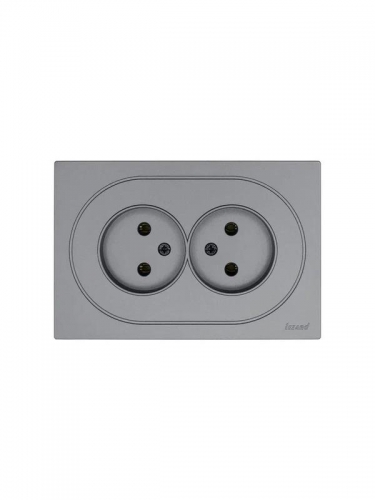Розетка 2-м СП OSEN без заземл. ПБТ механизм сер. матов. LEZARD 743-7400-128B 743-7400-128B