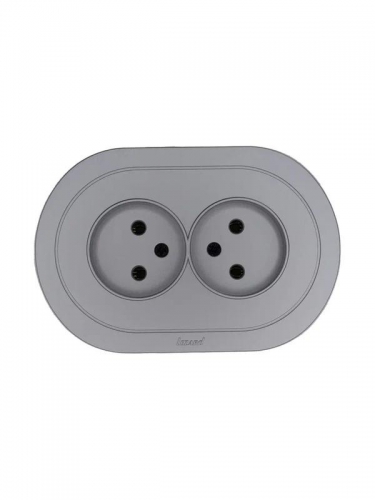Розетка 2-м СП OSEN без заземл. ПБТ круглая механизм сер. матов. LEZARD 744-7400-128B 744-7400-128B