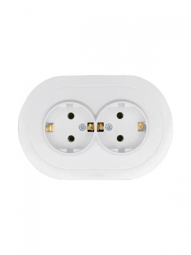 Розетка 2-м СП OSEN с заземл. ПБТ круглая механизм бел. LEZARD 744-0200-127B 744-0200-127B